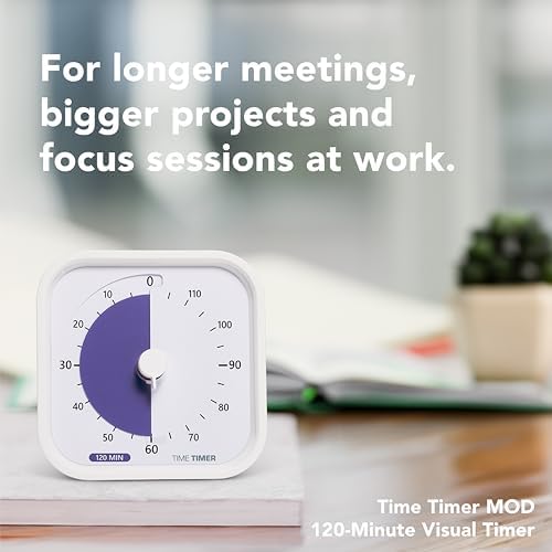 TIME TIMER 120 Minute MOD Education Edition ⁠Visual Timer with Desktop Software for Kids Classroom Learning,Testing,Study Tool &Office Meetings with Silent Operation (White), 3.5" x 3.5" (Pack of 10)