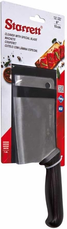 Chef's Cleaver Knife - BKW509-6 Wide Rectangular 6" (150mm) Professional Kitchen Knife Blade - White Handle Ultra Sharp Vegetable & Meat Butcher Cleaver