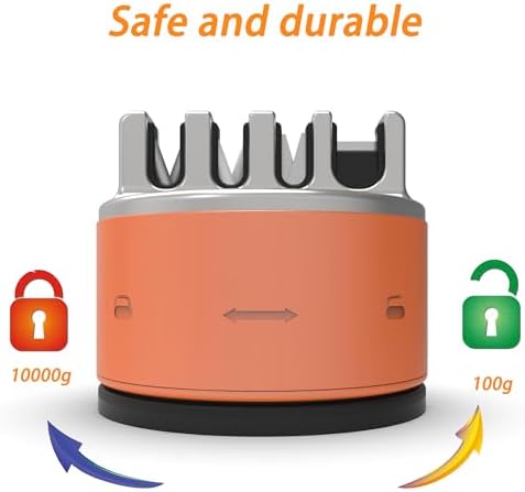 VIRO Compact Suction Kitchen Chef Knife Scissors Sharpener for Straight & Serrated Knives, 4-Stage Knife Sharpening Tool Helps Repair and Restore Blades (Orange)