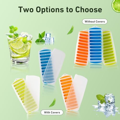 Lily's Home Silicone Narrow Ice Stick Cube Trays with Easy Push and Pop Out Material, Ideal for Sports and Water Bottles, Assorted Bright Colors (11.81" x 4.61" x 0.75", Set of 3)