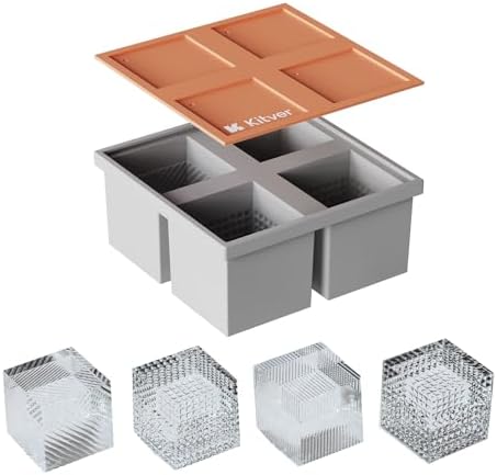 Large Square Ice Cube Trays - Make 2.36" Big Slow Melting Ice Balls for Whiskey & Cocktails, Leakproof Lids, Stackable BPA-Free Silicone Molds, Easy Release