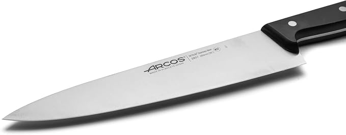 Arcos Chef Knife 10 Inch Stainless Steel. Professional Cooking Knife For Cutting Variety of Foods. Ergonomic Polyoxymethylene Handle and 250 mm Blade. Series Universal. Color Black