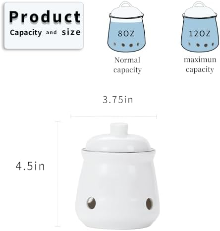 Ceramic Mini Garlic Keeper with Lid, Garlic Container Saver for Countertop, Keep Your Garlic Cloves Fresh (White)