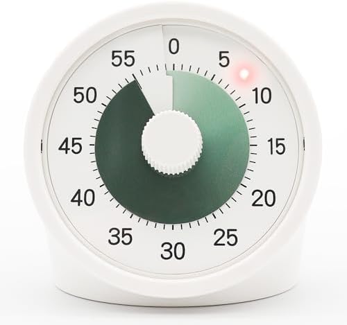 Tiempo Round 60-Minute Visual Analog Timer, Pause Function, 6 Alarm Modes, Magnetic Productivity Focus Desk Timer for Kids, ADHD, Study, Work, Kitchen, Dark Green