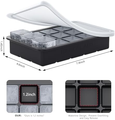 Silicone Ice Cube Tray 3 Pack, HANCELANT Ice Cube Mold, Ice Trays for Freezer with Lid for Whiskey, Cocktail, Drinks and Food, Freezer, BPA Free, Easy Release