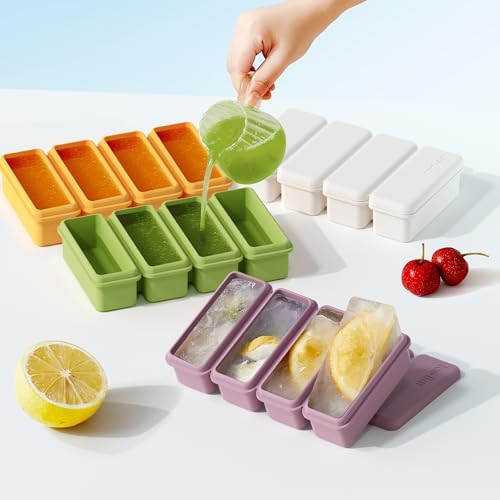 Bolycen Silicone Ice Cube Tray with Lid 2 Packs, Ice Cube Mold for Whiskey, Silicone Molds for Food (Green), Small, BICT02