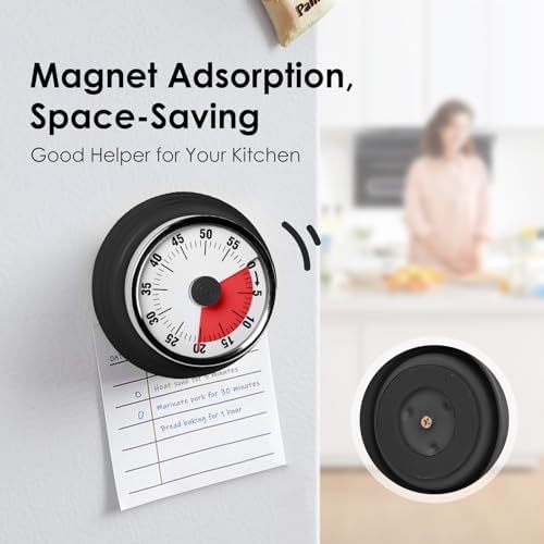 Visual Timer, Teeloray 60-Minute Countdown Timer with Magnetic Base (Black)