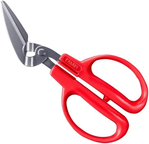 CANARY Crab Scissors Heavy Duty 6.7", Made in JAPAN, Seafood Scissors for Cutting Crab Legs, Lobster, Shell, Sharp Serrated Japanese Stainless Steel Blade, Red