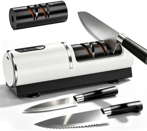 Rechargeable Electric Knife Sharpener with Replaceable Grinding Wheels