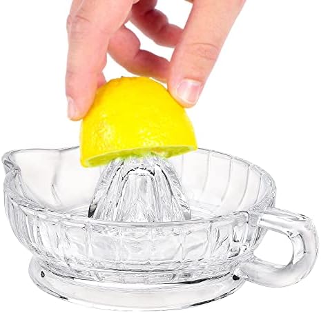 Ejoyous Manual Lemon Squeezer, Hand Press Juicer Heavyweight Glass Juicer for Fruit Juice Oranges Citrus Limes