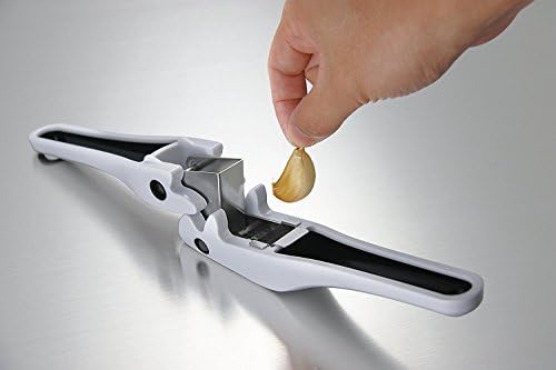 Garlic Press | Easy Clean Mincer Crusher with Removable Stainless Steel Press Plate | Efficient No Peel Garlic Press | Patented Easy Squeeze Mechanism | Color Green