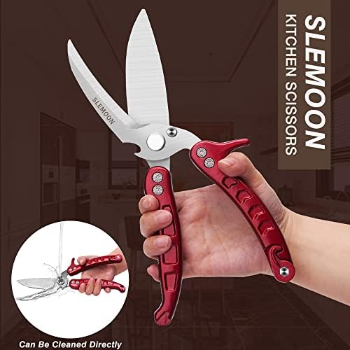 Heavy Duty Kitchen Shears,Poultry Shears with Safety Lock,Burgundy
