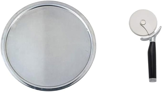 Pizza Pan,Wide Rim,16 In. & KitchenAid Classic Pizza Wheel, 9-Inch, Black