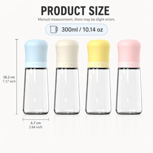 Zuutii Glass Oil Dispenser Bottles for Kitchen, No-Drip, 10.1 Fl Oz, 2 Pack