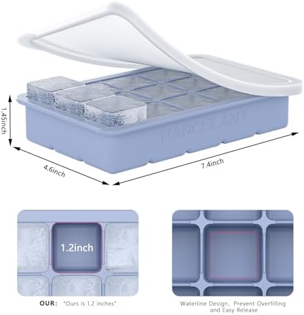Silicone Ice Cube Tray 3 Pack, HANCELANT Ice Cube Mold, Ice Trays for Freezer with Lid for Whiskey, Cocktail, Drinks and Food, Freezer, BPA Free, Easy Release