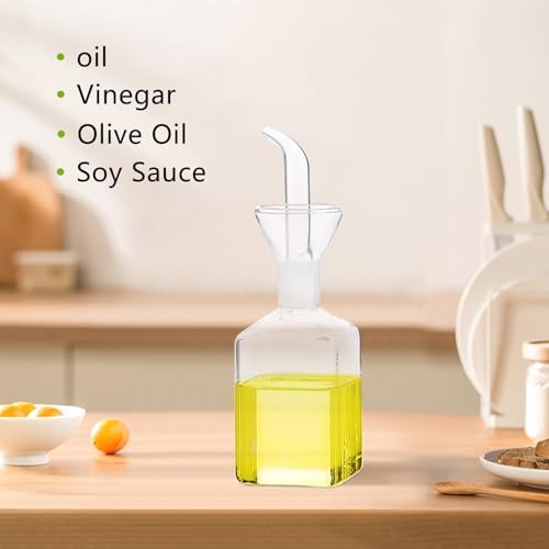 Olive Oil bottle, Olive Oil Dispenser, Olive Oil Vinegar Cruet, Cooking Wine Cotainer Salad Dressing Glass Oil Bottle, Vinaigrette Oil Dispenser for Kitchen or BBQ(4.2oz)