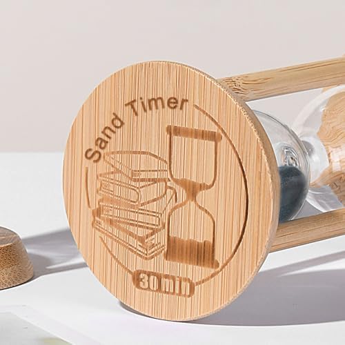 SuLiao Wooden Sand Timer 30 Minute Hourglass, Beech Sand Clock, Small Black Sand Watch 30 Min, Reloj De Arenai Hour Glass Sandglass for Home Office Decorative Game Classroom