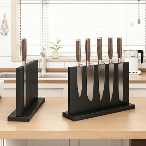 THMINS Large Magnetic Knife Holder, Double-Sided Magnetic Knife Block Black