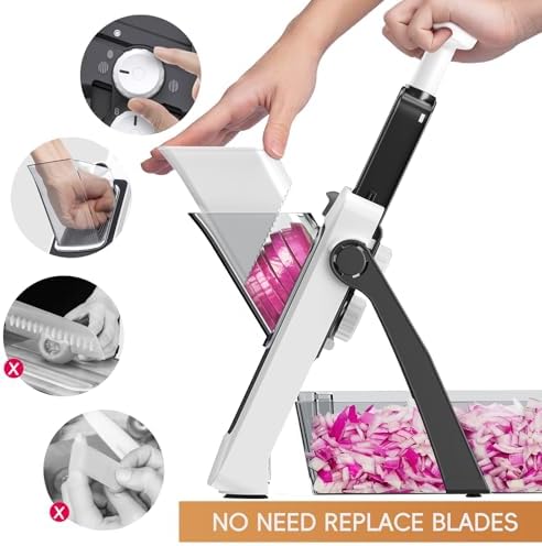 Safe Mandoline Slicer for Kitchen, Vegetable & Food Cutter, Easy to Clean