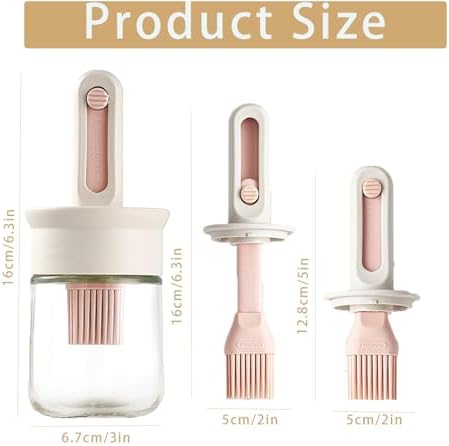Oil Dispenser with Brush Glass Olive Oil Dispenser with Expandable Silicone Brush and Locking Cap Ideal for Kitchen Cooking Vinegar Sauces Barbecue Grilling Frying (2 Pcs)