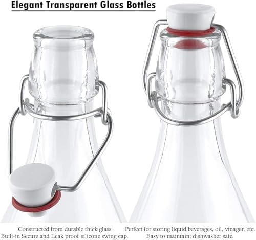 Bormioli Rocco Giara Bottle 33.75 Oz - Red, Set of 2