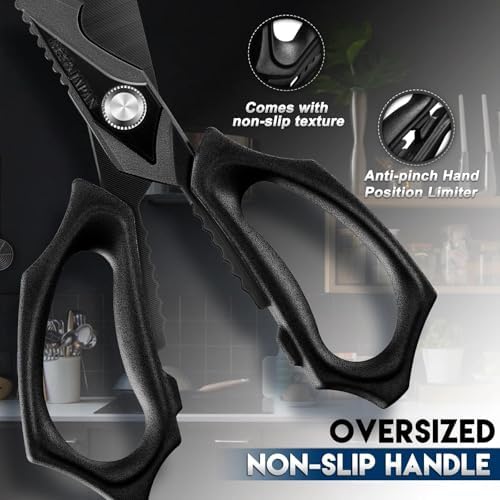 Purple Dragon Kitchen Scissors for Food - Heavy Duty Kitchen Shear Black