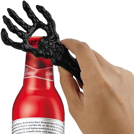 TIHOOD 2PCS Cast Iron Skeleton Hand Themed Beverage Opener - Unique Funny Metal Opener for Man, Halloween, Christmas, Wine