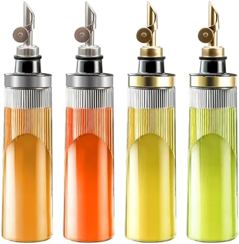 Glass Olive Oil Dispenser Bottle for Kitchen 22OZ/650ML Oil and Vinegar Dispenser with Stainless Steel Pour Spout and Labels