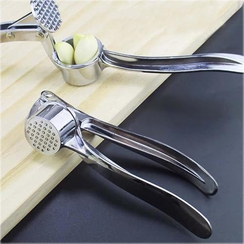 Garlic Press Stainless Steel, Garlic Mincer Tool, No Need to Peel Garlic Ginger Crusher & Masher, Ginger Crusher, Easy-Squeeze Garlic Smasher