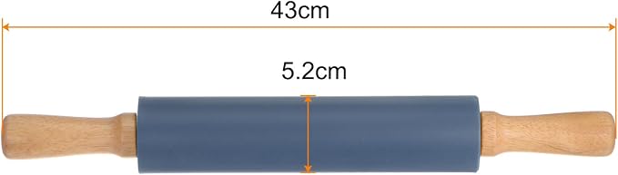 HARFINGTON Silicone Rolling Pins for Baking 17 Inch Wooden Handle Non Stick Rolling Pin Small Roller Playdough Rolling Pins for Dough Pizza Pastry Fondant Kitchen, Drak Blue