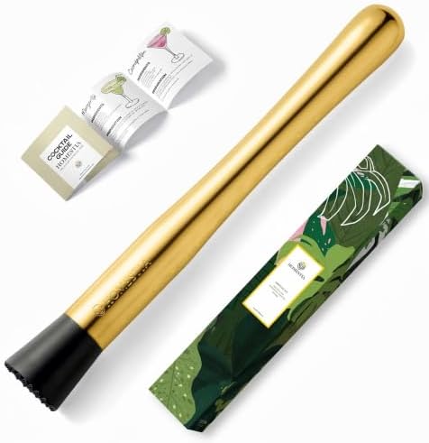 Homestia 10 Inch Muddler for Cocktails, Cocktail Muddler for Lemonade, Gold