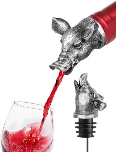 Animal Wine Pourer Spout, Drip Free Bottle Pourer & Stopper for Wine and Liquor Bottles, Funny Gift for Men, Dad, Hostess and Housewarming, Bar Cart Accessory for Holiday Party Decor, Multiple Animal