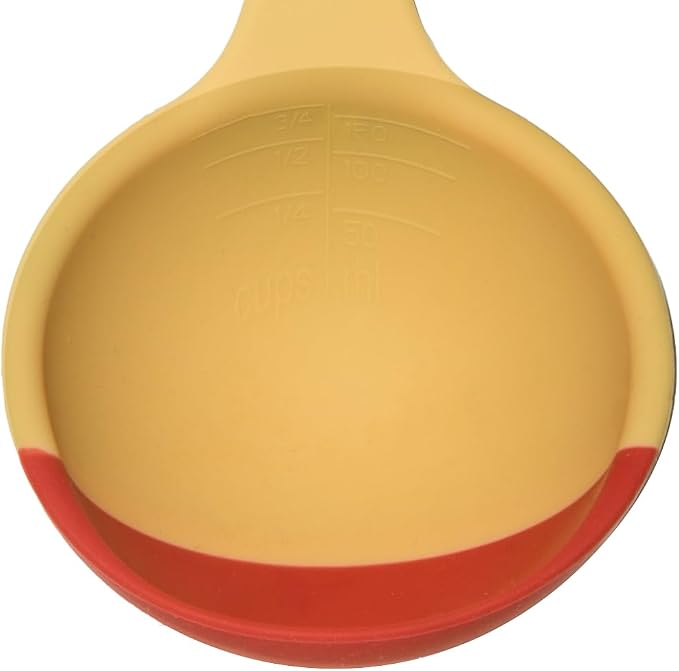 Silicone Spoon - Colorful Silicone Spatula Ladle with a Soft Top to Mold to your Pots & Pans. (Red/Yellow)
