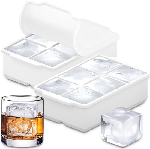 KitchFort® Large Silicone Ice Cube Tray (2-Pack) - 2" Big Ice Mold with Lid
