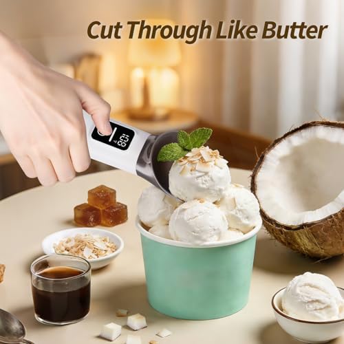 Heated Ice Cream Scoop, Long-Lasting Rechargeable Battery, 2oz