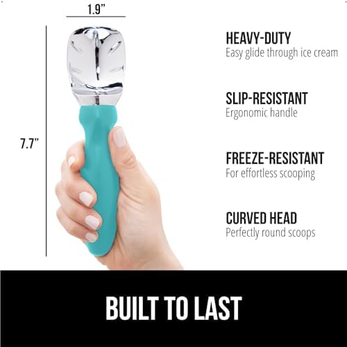 GORILLA GRIP® Heavy Duty Ice Cream Scoop, Professional Scooper, Turquoise