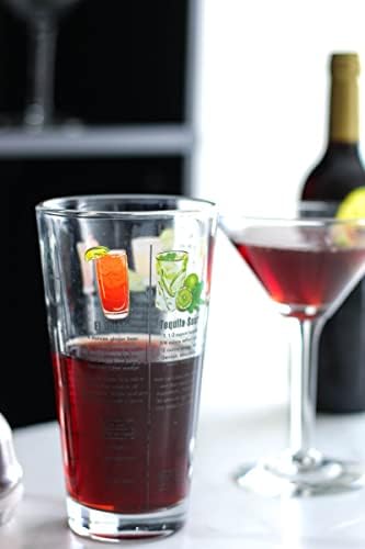 14 oz Recipe Glass Cocktail Shaker With Strainer Top - Includes 6 Cocktail Drink Recipes (Tequila Theme)