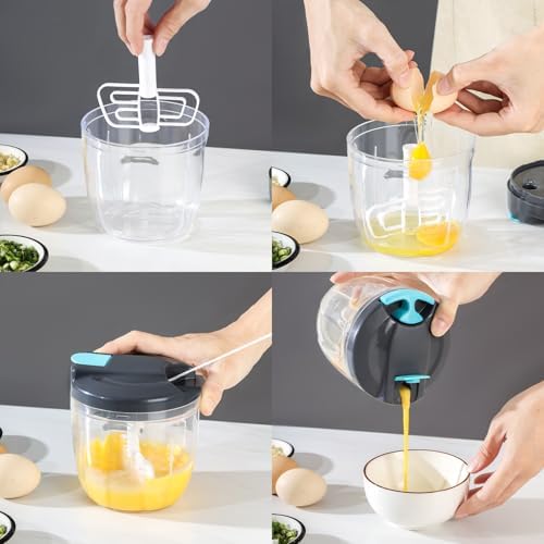 Portable Manual Food Processor Vegetable Chopper (900ml, Blue)