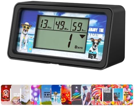 YOOREAL 9999 Days Digital Countdown Days Timer Count Down Days Timer with 10 Paper Cards Backlight alerts for Retirement Vacation Wedding Christmas New Baby Classroom Lab Kitchen Cooking (HM200B-NEW)