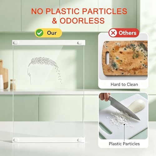 Tempered Glass Cutting Boards Set of 2, Plastic Free Kitchen Boards