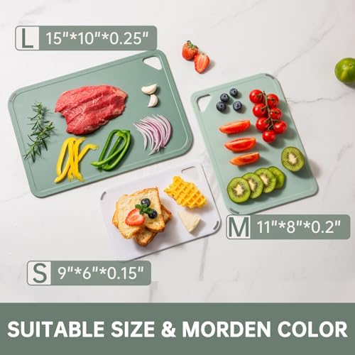 THETCHRY Plastic Cutting Board Set of 3-Cutting Boards for Kitchen BPA Free