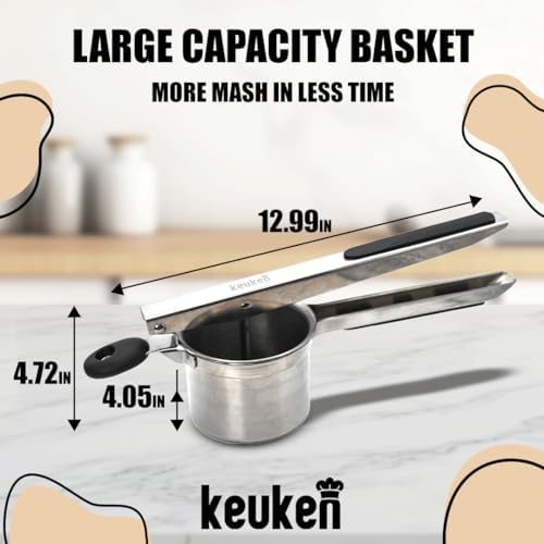 Potato Ricer 15 oz - Potato Ricer Stainless Steel & Ricer for Mashed Potatoes Kitchen Tool - Potato Masher Stainless Steel - Masher Kitchen Tool