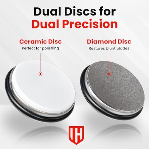 Invictus Knife Sharpener Pro - Professional Rolling Knife Sharpener Kit with Diamond and Ceramic Discs - Fast & Safe Manual Knife Sharpener with Magnetic Base, 15° & 20° Angles for Razor-Sharp Edge