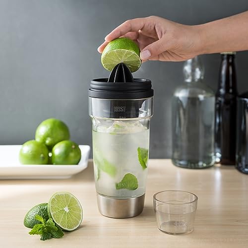 Host All in One Cocktail Shaker Set with Measurements, Reamer, Bottle Opener, Strainer and Jigger for Cold Brew Cocktails, Home Bar, Bartending, Camping, Picnic, Outdoor Party, On the Go, 18 oz