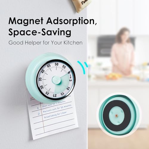 Visual Timer, Teeloray Kitchen Timer with Magnetic Base (Mint Green)