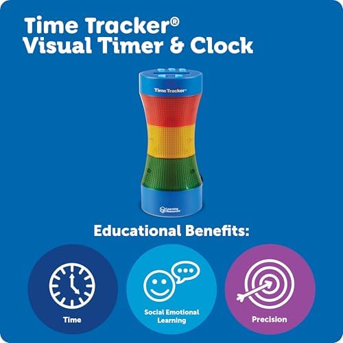 Learning Resources Time Tracker Visual Timer & Clock - 1 Piece, Classroom Tracker, Alarm Clock, Light Up Timer for Classroom, Visual Tracker
