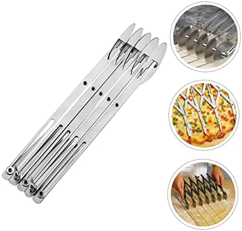 DOITOOL 5-Wheel Pastry Cutter Adjustable Stainless Steel Dough Divider Cake Slicer Pizza Cutting Tool for Baking Kitchen Use