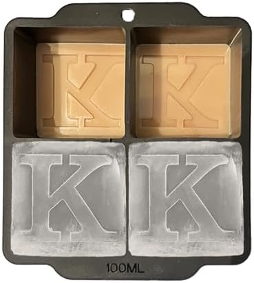 Monogrammed Ice Cubes Mold with Lid, 2 inch Whiskey Ice Cube Tray, Personalized Initials Silicone Cocktail Ice Cube Mold, Wedding Monogram, Thank You Gift, Gifts for Dad (Letter K)