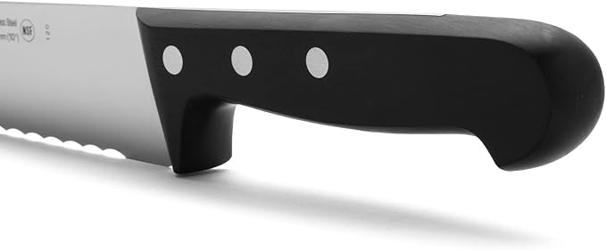 Arcos Pastry Knife/Cake Knife 10 Inch Nitrum Stainless Steel and 250 mm blade. Ergonomic Polyoxymethylene POM Handle. Polypropylene core with soft rubber coating. Series Universal. Color Black