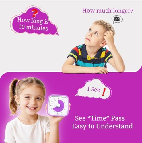 Visual Timer for Kids and Adult, 60-min Countdown Timer,Lightpurple